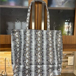 Saks Fifth Avenue Snake-Print Tote in Black, Gray & Brown